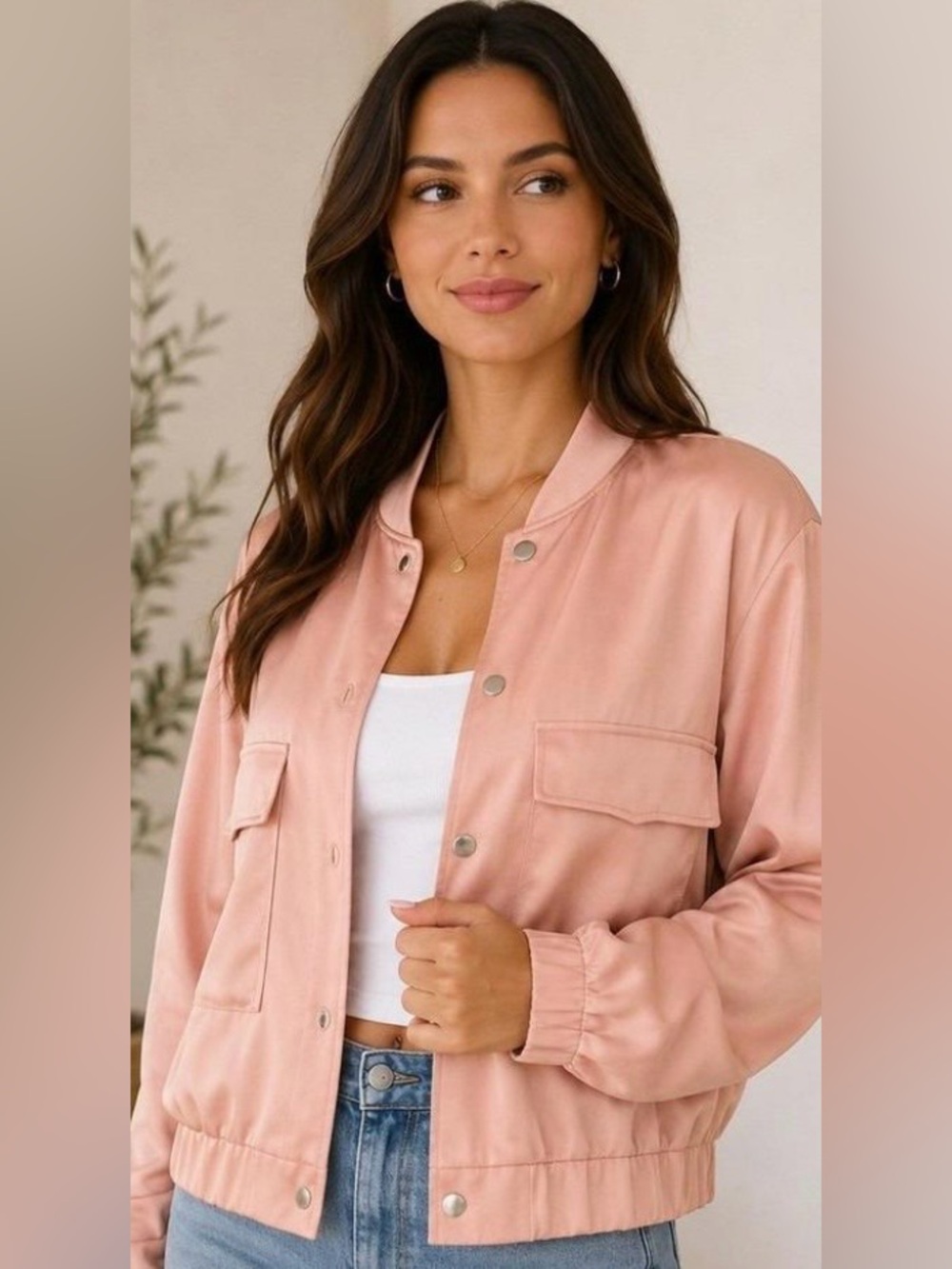 Women's Express Satin Oversized Bomber Jacket - Size L